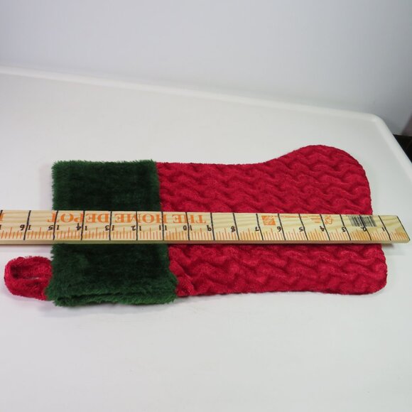Christmas Stocking dark green & dark red w zig zag pattern in fabric 18" long - Picture 6 of 6